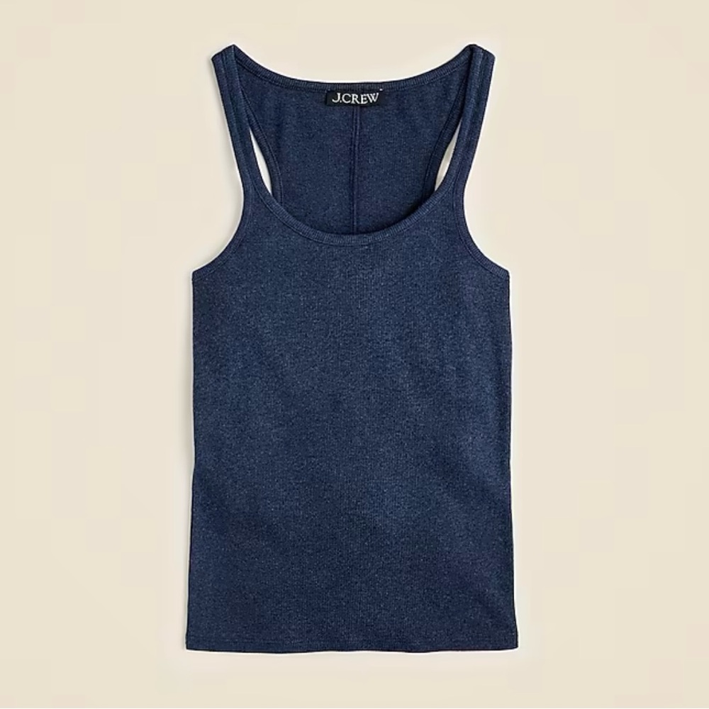 J.Crew Fine rib racerback tank top in Heather Navy NWT